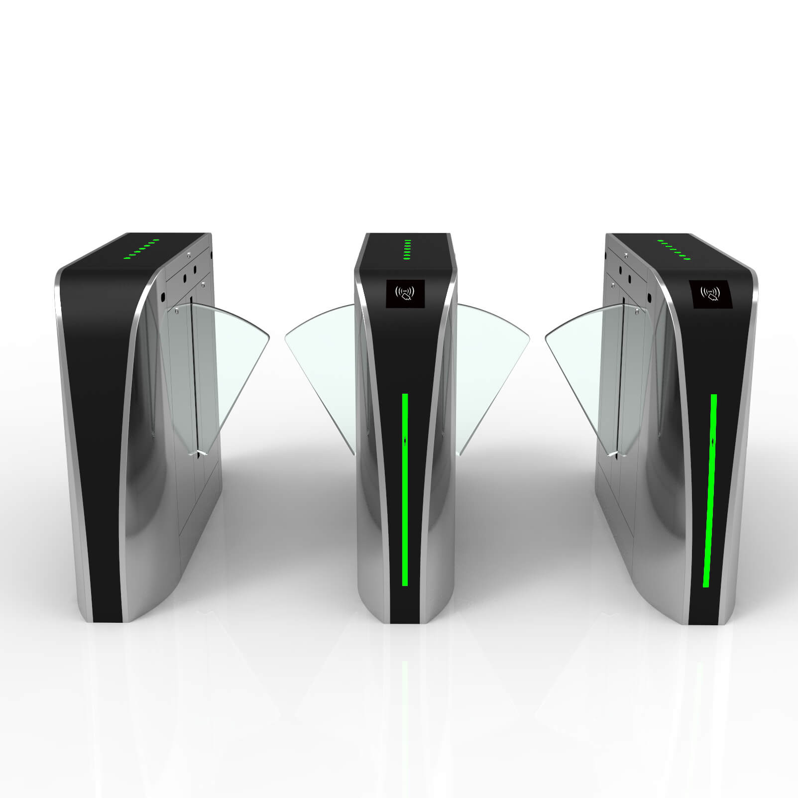 Bosiny F603S Auto Double-lane Flap Barrier Turnstile Security Entrance Access Control Steel 304 with QR Code