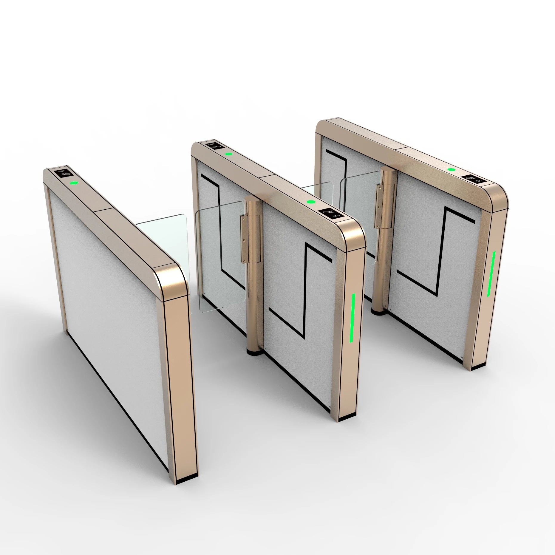 1027Customized Luxury Stainless Steel Gold Security Access Control RFID Reader Speed Gate Turnstile for Gym Office Building Airport