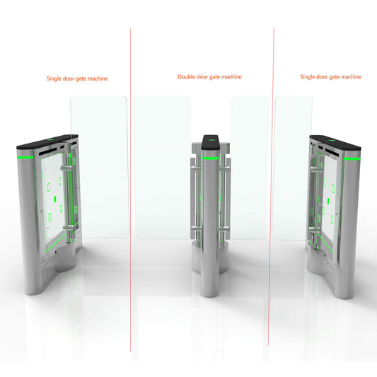 Bosiny PG810 Custom Half Height Sliding Door Turnstile Dual-core Stainless Steel Body RFID Card QR Code Facial Recognition IP68 Protection