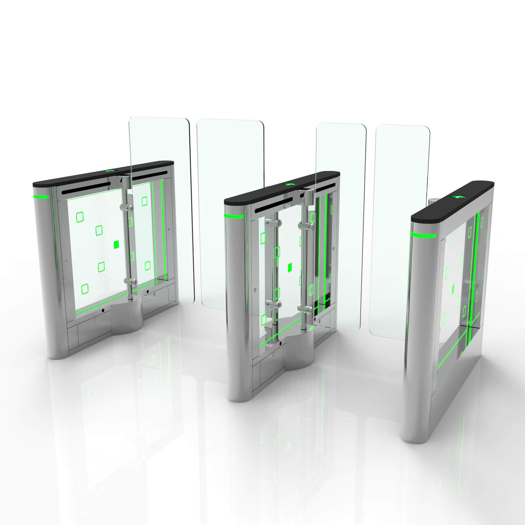 Bosiny PG810 Custom Half Height Sliding Door Turnstile Dual-core Stainless Steel Body RFID Card QR Code Facial Recognition IP68 Protection