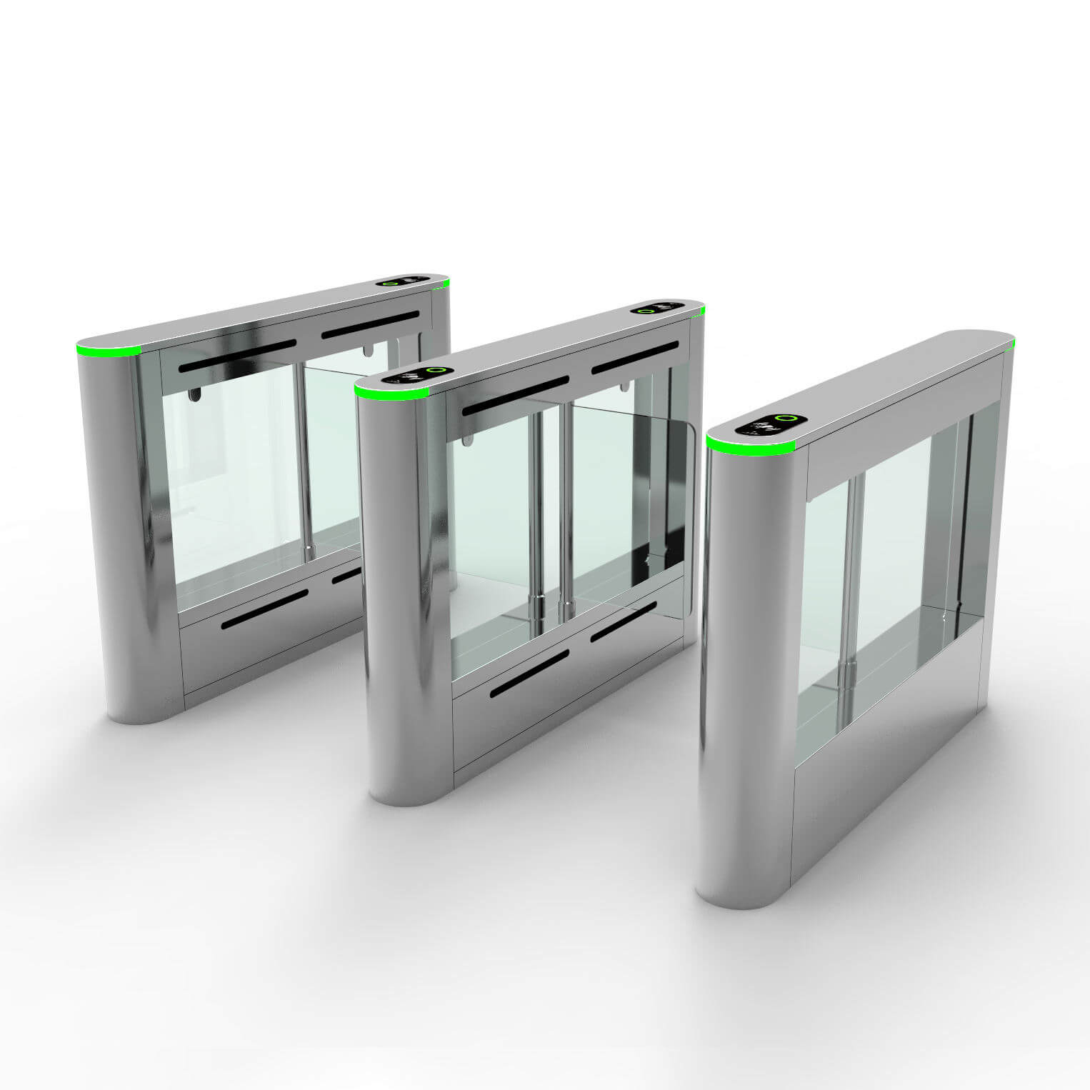 Bosiny W5004D Stainless Steel CE Certified Channel Barrier Swipe RFID Card Access Control Luxury Swing Turnstile Gate