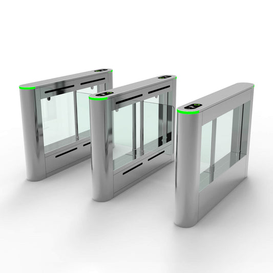 Bosiny W5004D Stainless Steel CE Certified Channel Barrier Swipe RFID Card Access Control Luxury Swing Turnstile Gate