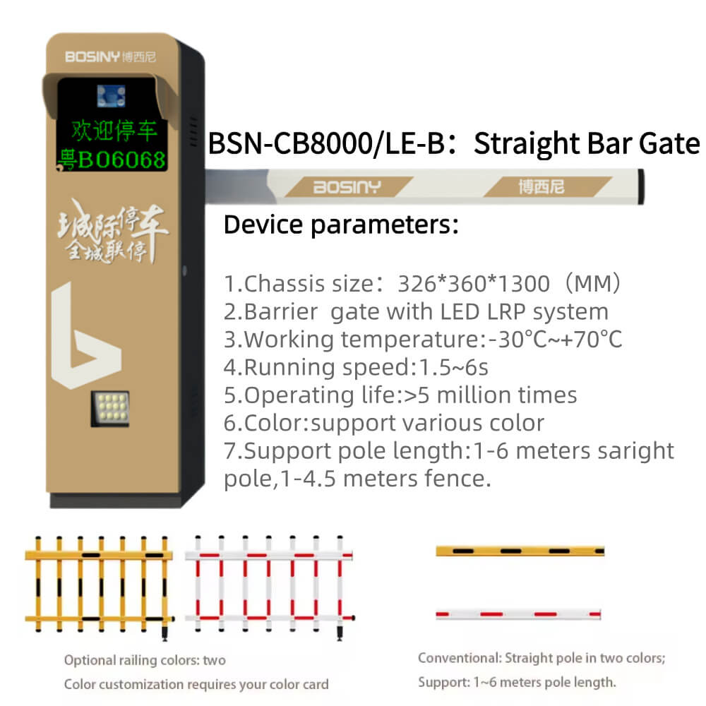 Stainless Steel IP67 Parking Lot Entrance Road Remote Access Arm Barrier Gate System Car Park Boom Gates